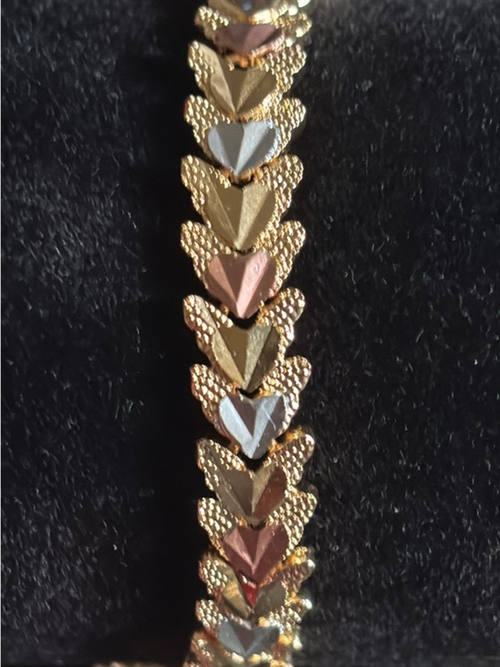 Tri-Tone Heart Link Bracelet - Gold, Rose, and Silver